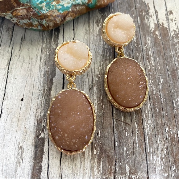 Anthropologie Jewelry - Beautiful Druzy Quartz Earrings